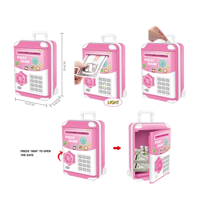 Banco de dinero eléctrico Piggy con barra de tiro Rosa Chica Forma de caja volumen automático dinero interesante Kids Piggy Bank Toy