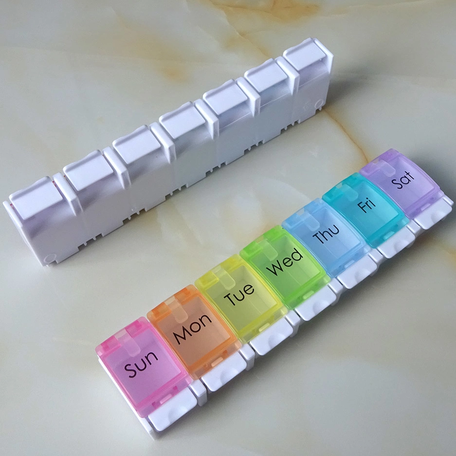 Cute 7 Day Pill Case with Unique Spring Assisted Open Design Weekly Pill Organizer for Travel Storage 7 Day Pill Box