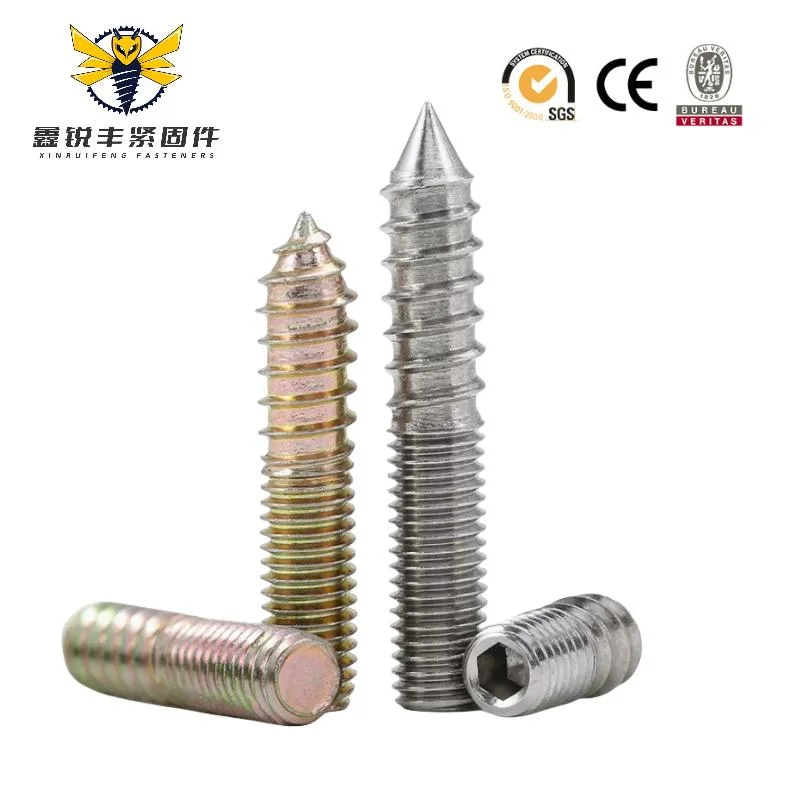 Carbon Steel Thread Double Head Hanger Bolt Dowel Screw Double Sided Screw Double Ended Stud for Wood