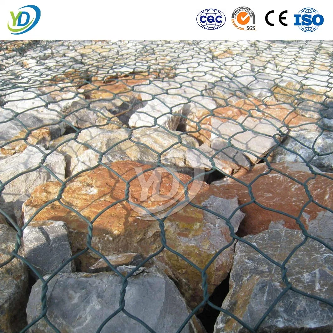 Yeeda Gabion Basket pour les plantes Fabricants chinois Gabion Wire Cage 3,4 mm 3,8 mm de diamètre PVC enduit Paniers de gabions triangulaires.