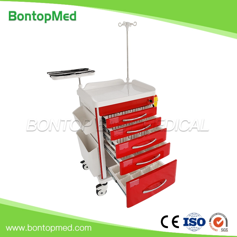 Customized Hospital Economic Medical ABS Plastic Anesthesia Medicine Therapy Drugs Nursing Patient Emergency Trolley Crash Cart