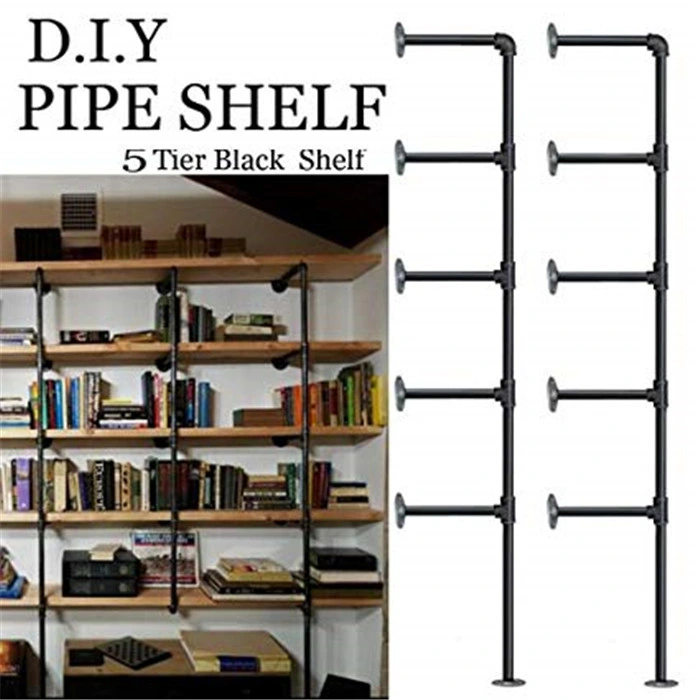 Industrial Pipe Shelf Wood Shelves Wall Mounted, Metal Pipe Shelves Floating Book Shelves, Steampunk Wall Shelves for Office