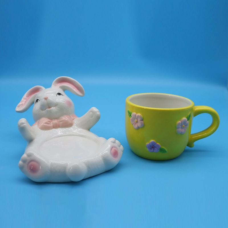 Nuevo diseño de alta calidad de la Pascua de cerámica artesanal decoración vacaciones creativas de taza de café taza de leche de Conejo Home/hotel/restaurante/regalos