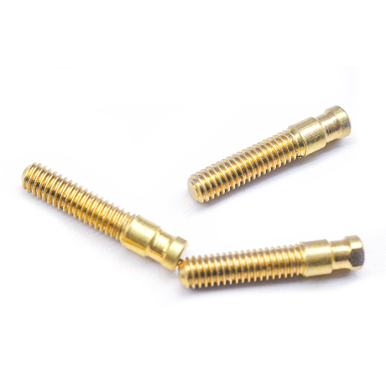 China Custom High Precision Fastener Brass Threaded Fitting Dowel Pin Brass Pin Outer Thread Solid Lock Pin