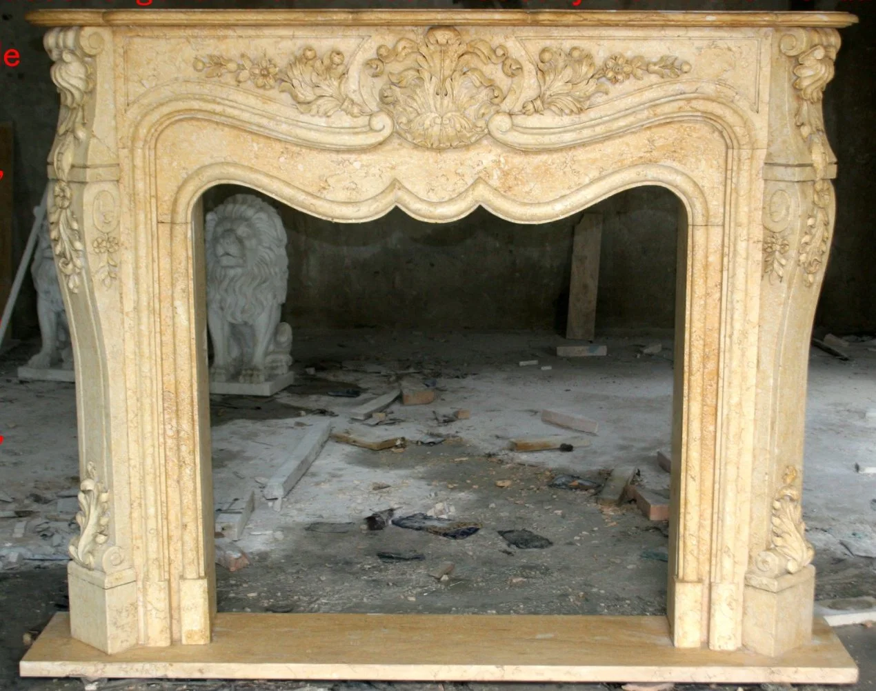 Antique Style Arts Crafts with Flower Pattern Marble Fireplace (SYMF-1239)