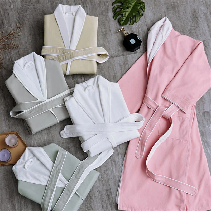 Female Personalised Bath Robe 15 Pieces V-Neck Women Sleepwear Pajamas Soft Satin Hotel Men&prime; S Bathrobe