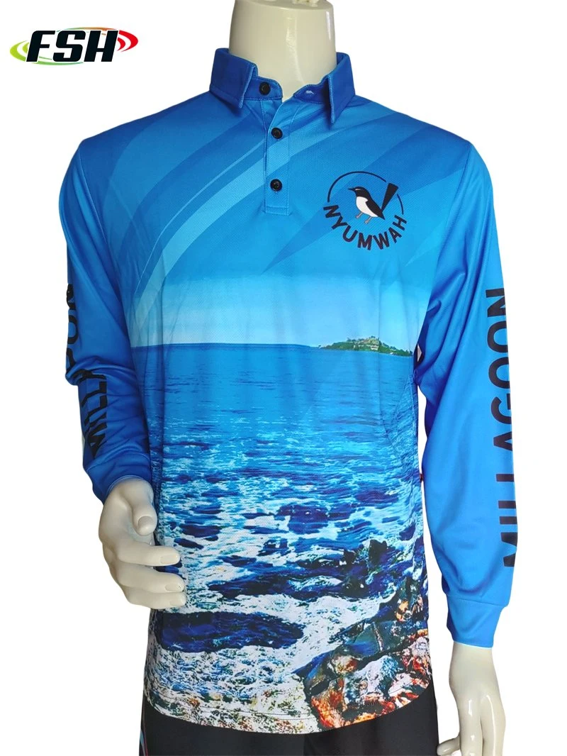 Custom Latest Design Long Sleeve Breathable Customize Tournament Sublimation Fishing T-Shirts Jersey UV Fishing Shirts