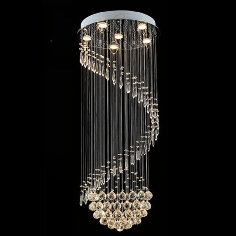 Factory Direct Sale Long Ceiling Light Rain Drop K9 Crystal Decor Hotel Villa Staircase Chandelier Fixture