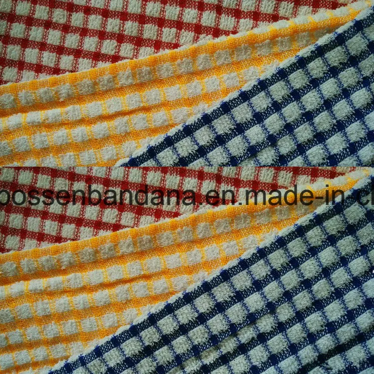 Factory OEM Produce Custom Checks Stripes Jacquard Terry Pink Tea Towel Kitchen Towel Cotton