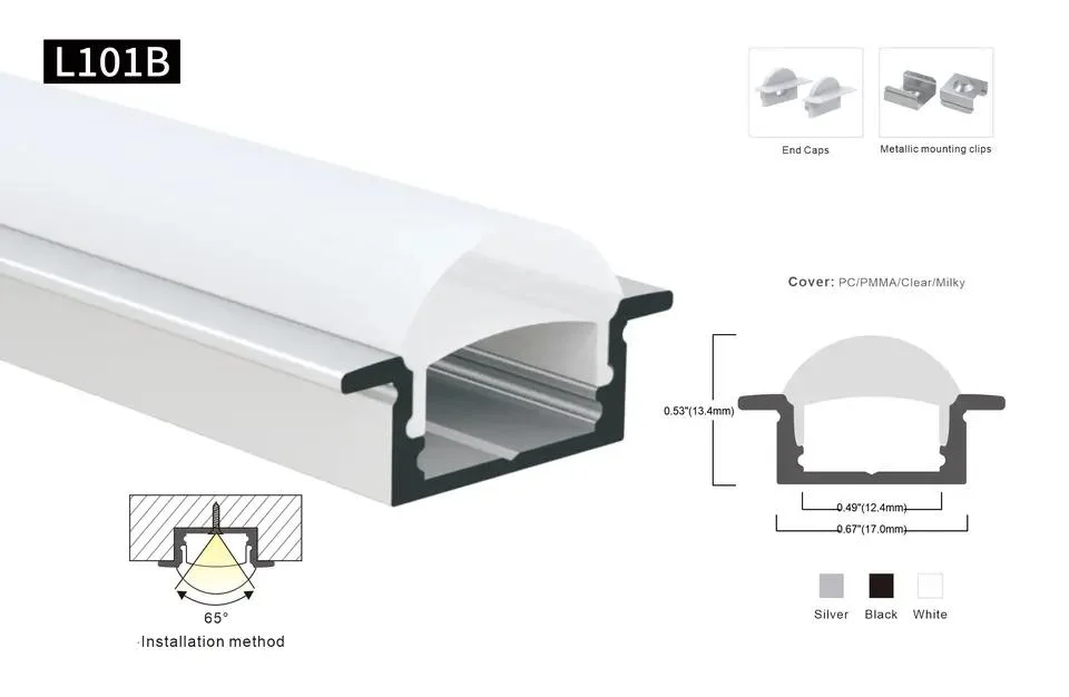 17.4*7.6mm Aluminum LED Profile LED Strip Light Channel with PC Lens Diffuser and Accessories for LED Aluminum Profile