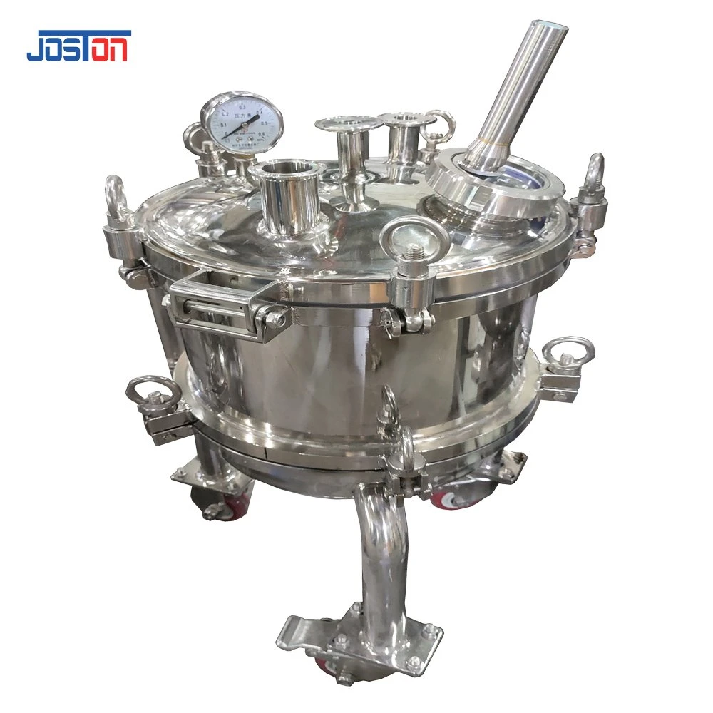 Joston SS316L Moving Lined PTFE Lined Filter Tank Low Temperature Alcohol Chemical Acid Raw Material Filter Tank with Pressure Gage Pressure Tank