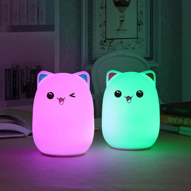 Creative Cartoon Bedside Battery Type Cute Little Rabbit Silicone Night Light