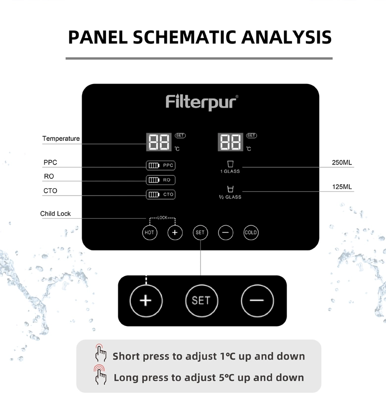 3 étapes Filterpur RO UF bureau distributeur d'eau chaude et froide purificateur d'eau