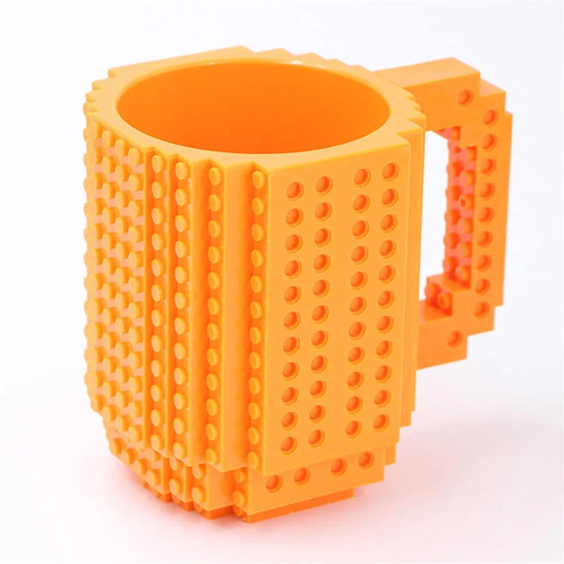 Hot Selling 350ml Cylinder Shape Creative  Brick Mug Eco-Friendly Material DIY Building Blocks Plastic Coffee Cup Mug