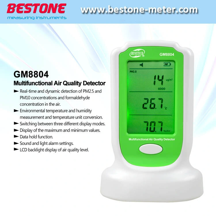 Convenient Air Quality Measurement Device Air Quality Assessment for Home Particulate Monitor with Pm2.5 Pm10, Hcho Sensor GM8804