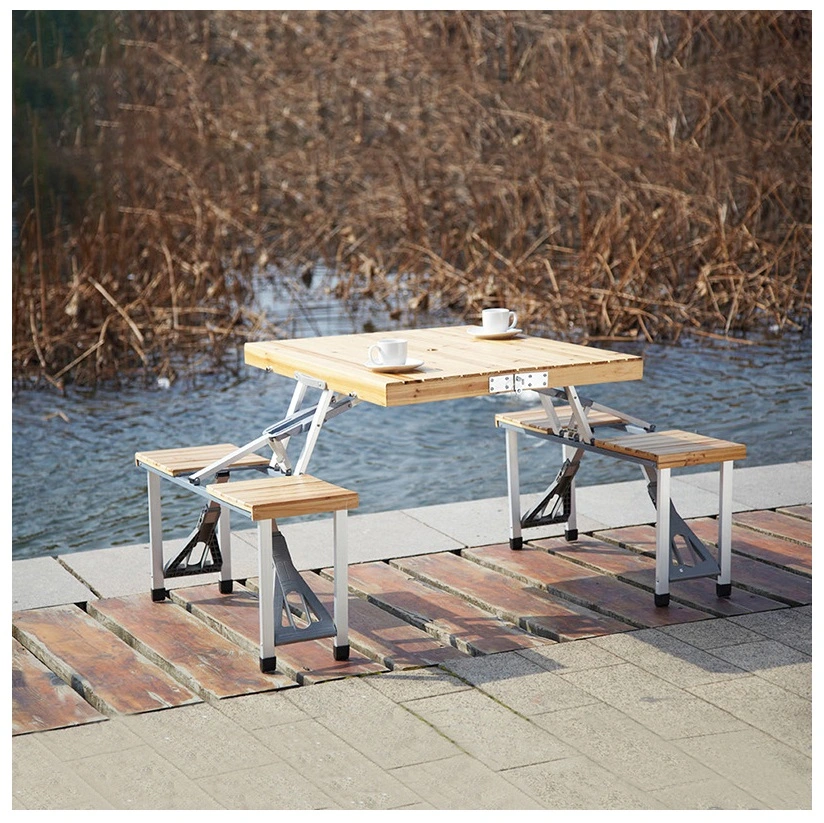 Small Wooden Folding Table and Chairs Set