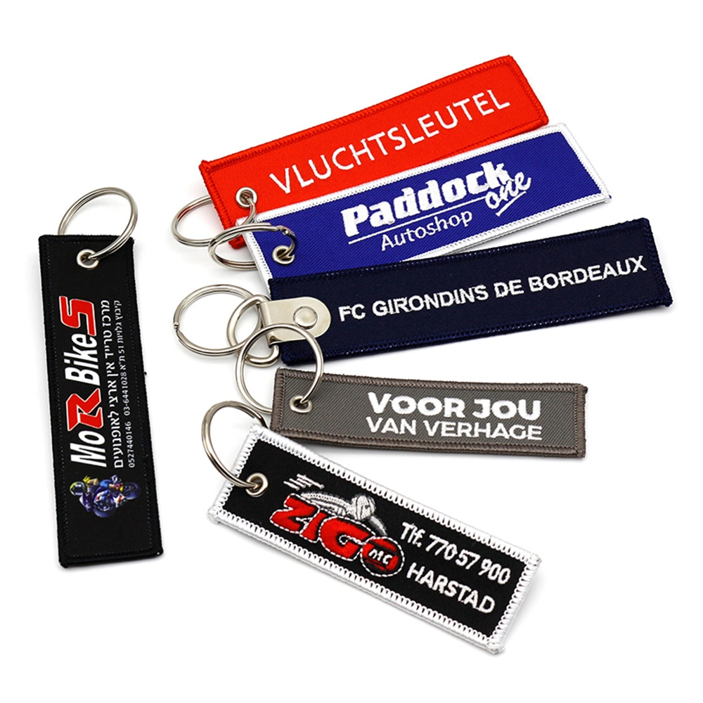 China Wholesale Personalized Fabric Key Chain Strap Fashion Cute Souvenir Airplane Airbus Aviation Jet Key Tag Bulk Cheap Woven Logo Custom Embroidered Keychain