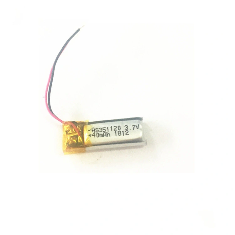 Li-ion Battery 351120 3.7V 40mAh Lithium Polymer Battery Mini Rechargeable Battery with UL/CE Certification