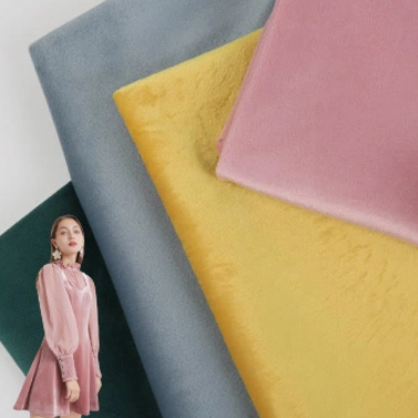 Китай производитель Super Soft велюровой тесьмой короткое замыкание шикарные полиэфирная ткань 95% полиэстер 5%спандекс текстильная подкладка из флиса велюровой тесьмой бархата стретч для брюки куртка нанесите на