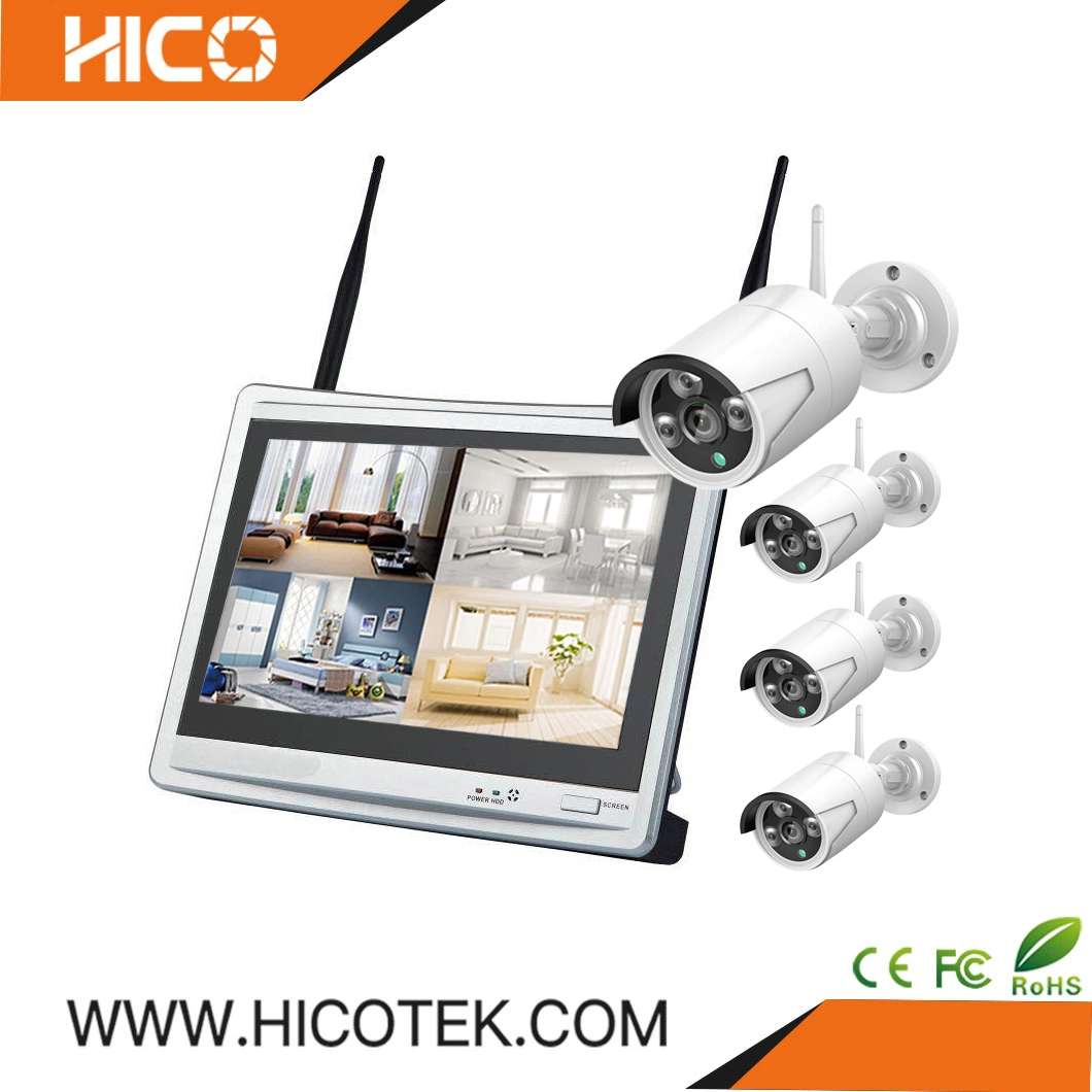 1080P WiFi IP CCTV Camera Wireless NVR All in One LED Monitor Kits with PIR and Audio