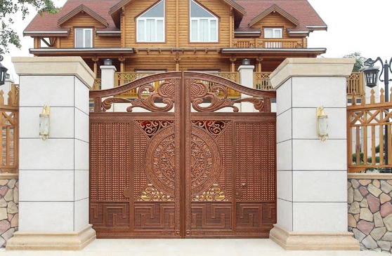 Luxury Modern Outdoor Beautiful Casted Aluminum Entrance Gate Decoration Exterior for Courtyard