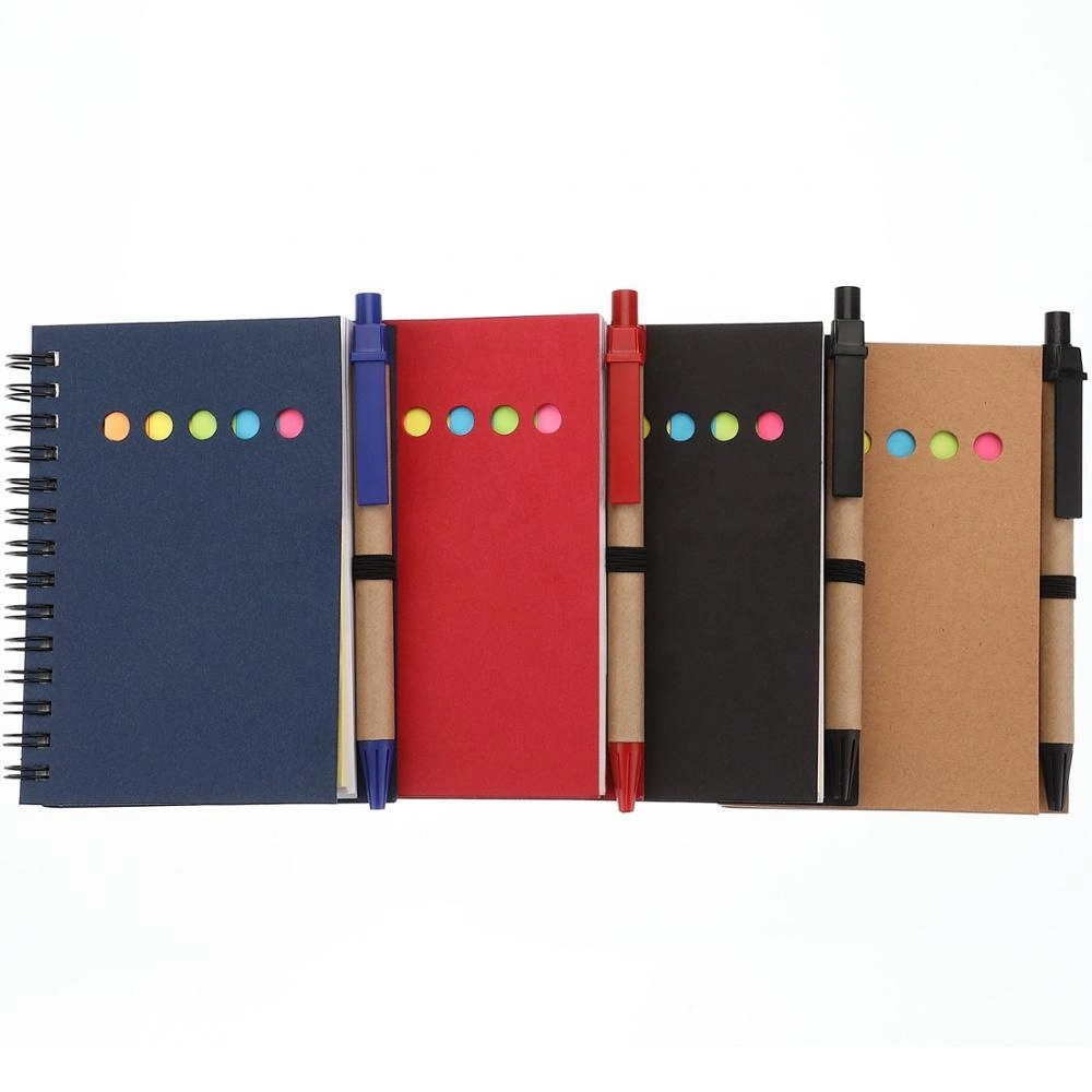 Printed Logo Kraft Notebook with Sticky and Pen for Promotion