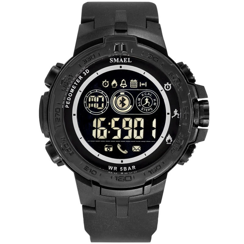 Khaki Bluetooth Sports Electronic Watch Men's Outdoor Step Counter Digital Watch Waterproof 50m