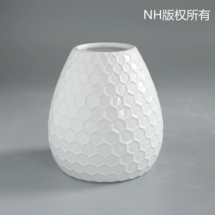 Ceramic White Round Indoor Flower Pot Square Round Shape with Custom Design Outdoor Flower Pot Home and Garden Decoration