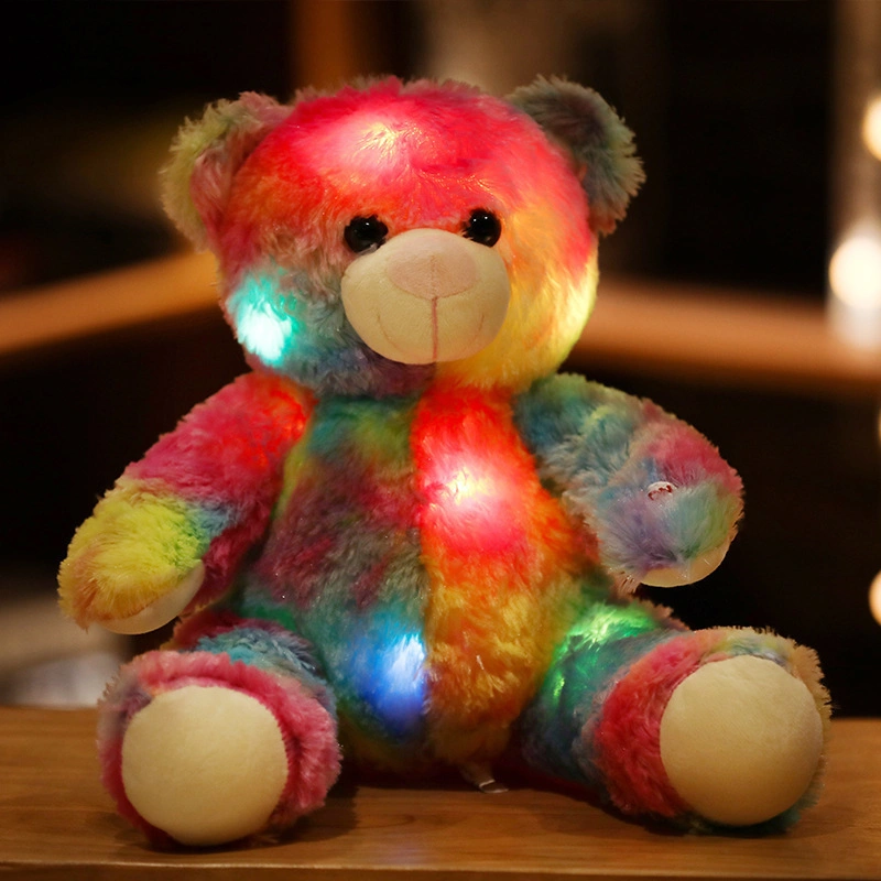 Cartoon Cute Luminous Toy Stuffed Soft Plush Glowing Colorful Teddy Bear Doll LED Light Toys Kawaii for Kids Children Girl Gift