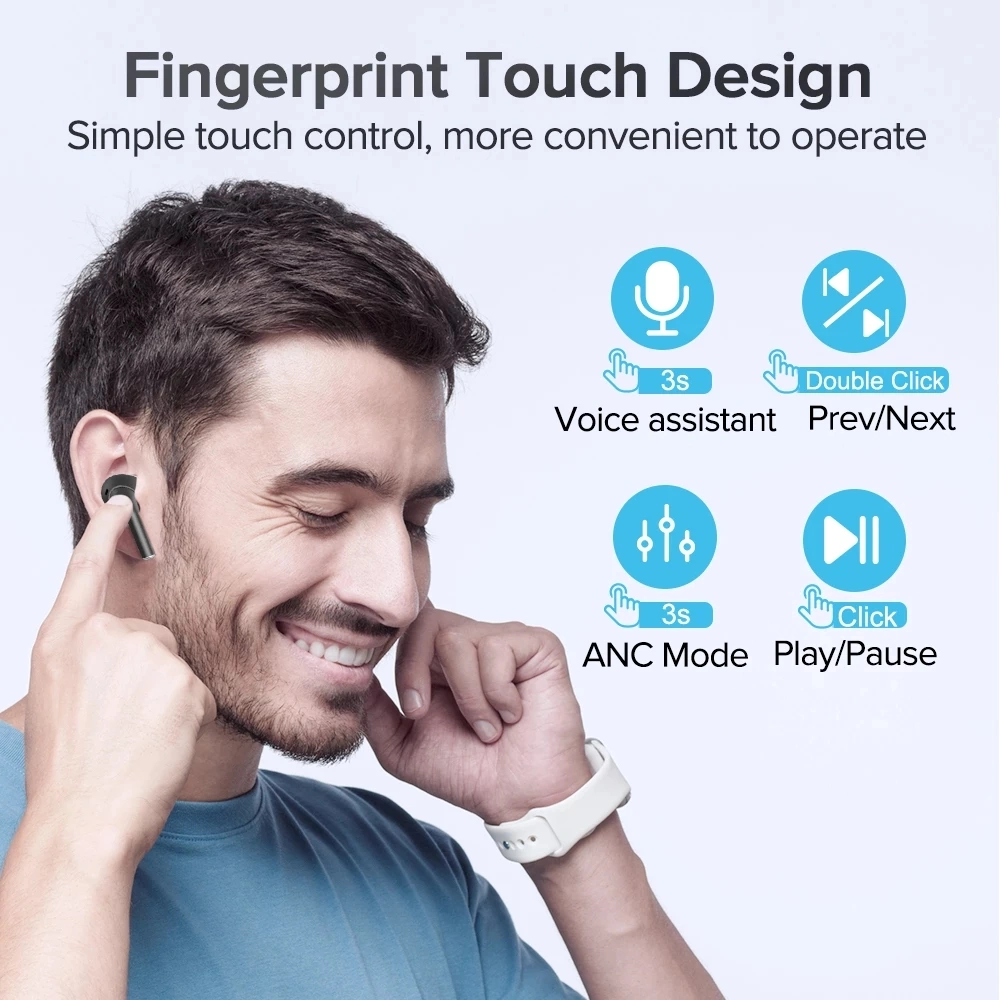 Jr-Ta2anc ativo o Cancelamento de Ruído auricular Bluetooth 5.0 Tws sem fio dos auscultadores desportivos Universal para telefone celular