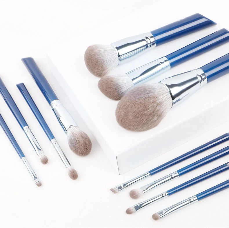 High Quality 11PCS Set Blue Makeup Brush Attractive Price Vegan Eyeshadow Brush Foundation Brush Lady Beauty Tools