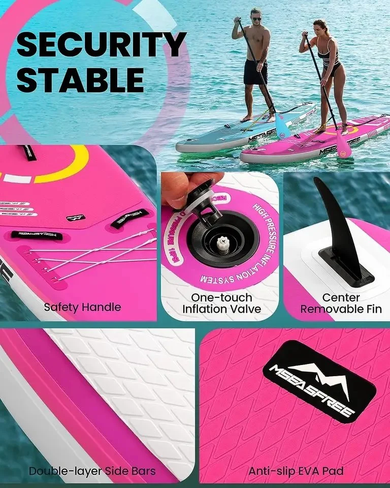 Planche de paddle gonflable personnalisée en gros OEM avec design tout-terrain de haute qualité pour la pratique du surf en paddle.