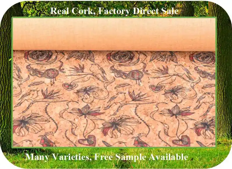 Eco-Friendly Real Cork Fabric Digital Printed Natural Cork (HS-CL-023)