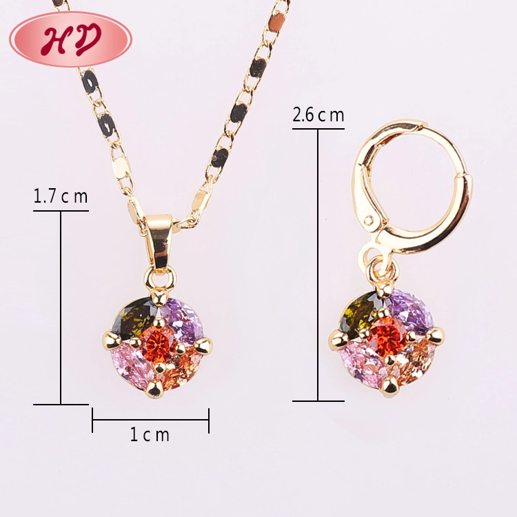 Fashion Costume Hengdian Wholesale/Supplier Imitation Gold Plated Earring Sets Pendant Necklace Jewelry