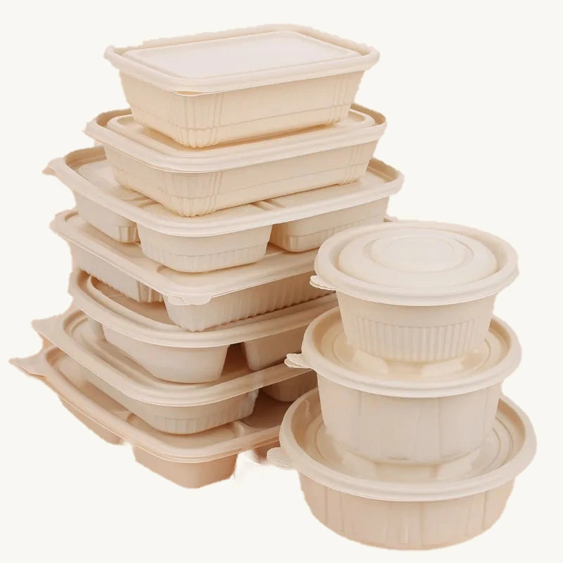 Eco Food Packaging Boxes Biodegradable White Lunch Boxes with Lid Sugar Cane Bagasse Disposable Bento Food Container