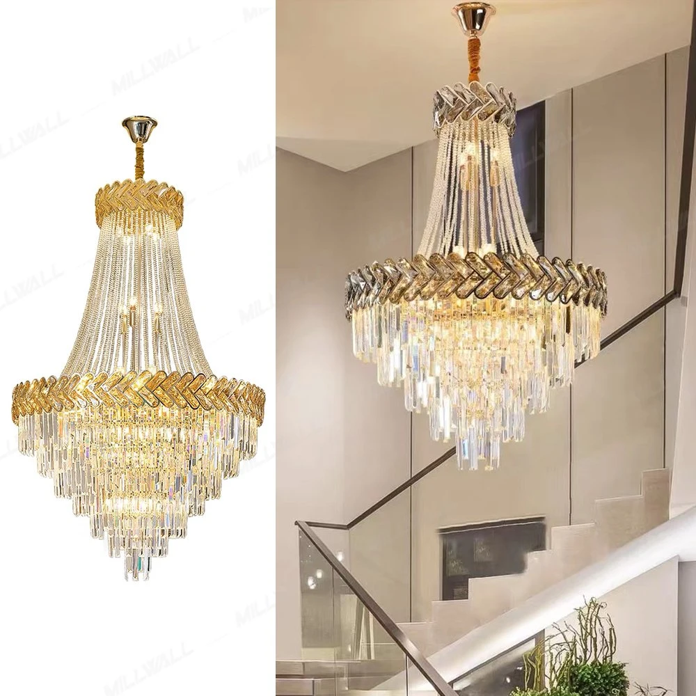 Interior Nordic Hotel Lobby moderno de lujo cristal colgante Chandelier Luz