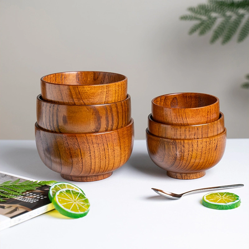 Eco Friendly Wooden Tableware Wholesale Natural Wooden Bowls for Family/ Reaturant