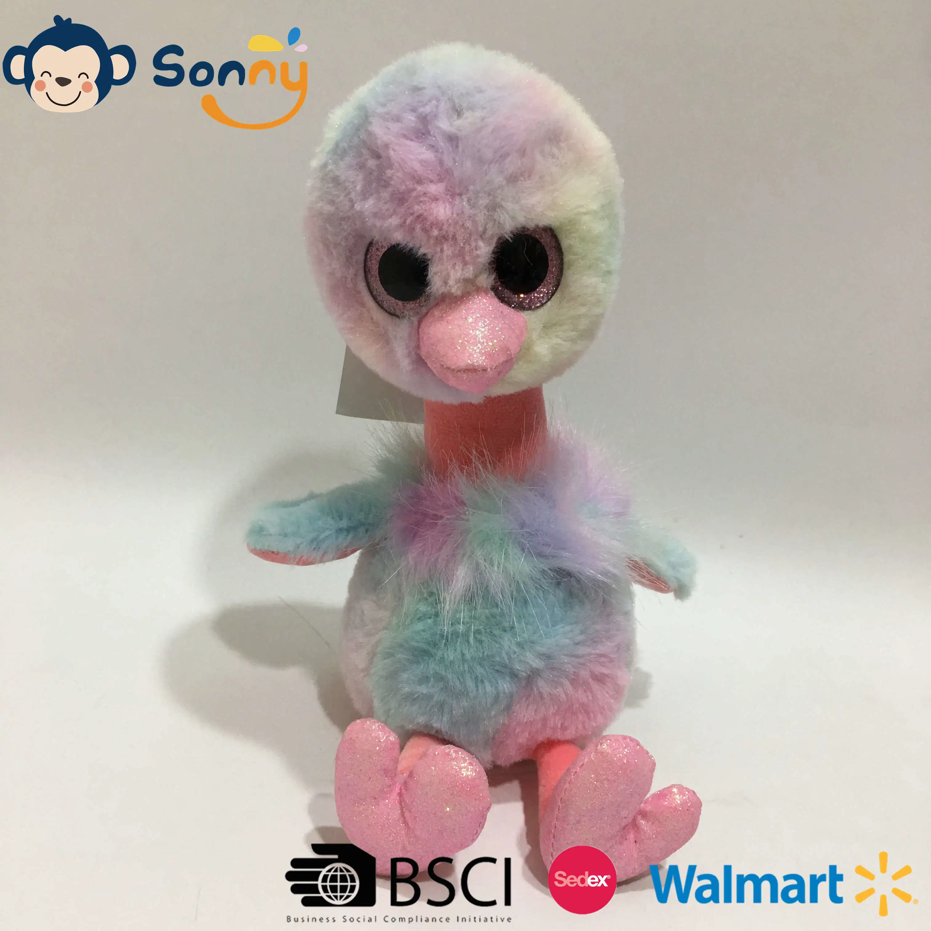 2022 OEM Stuffed Tie Dye Pink Talking Back and Recording Speaking Ostrich Baby Flamingo