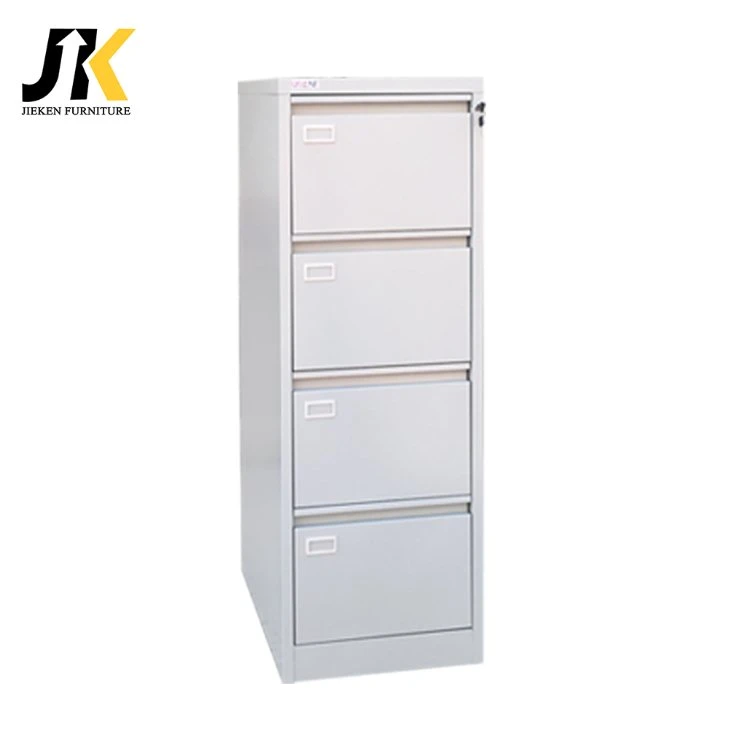 Office Furniture Desk Metal Vertical Filing 4 Drawer Lateral Steel File Cabinet (Light gray white and black)
