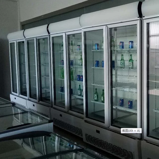 Unidad de refrigeración de casete Enfriador de bebidas en posición vertical de la puerta de cristal enfriadora de pantalla