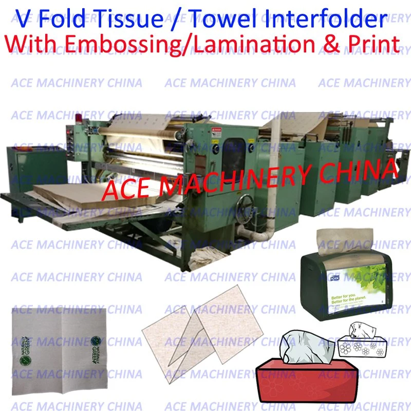 China Interfold Facial Tissue Paper Machinery with Printing and Lamination