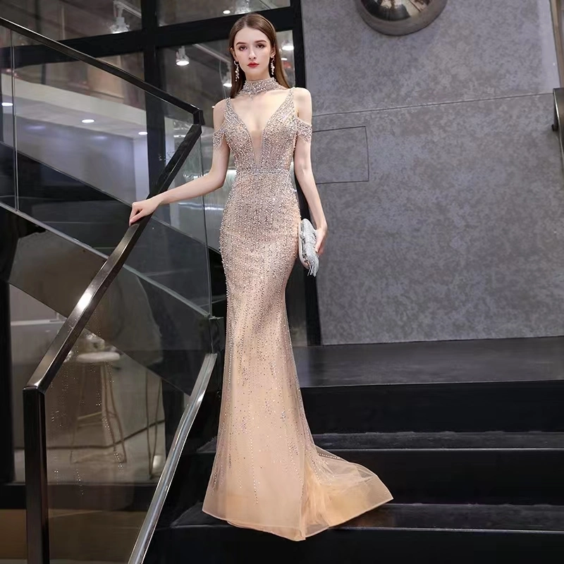 Yh231 Gold Mermaid Evening Dress Dress Fashion Sexy Banquet Evening Dress
