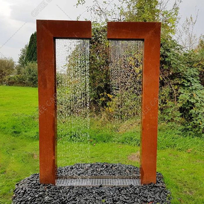 Outdoor Corten Steel Waterfall Water Fountain for Home Garden Landscape