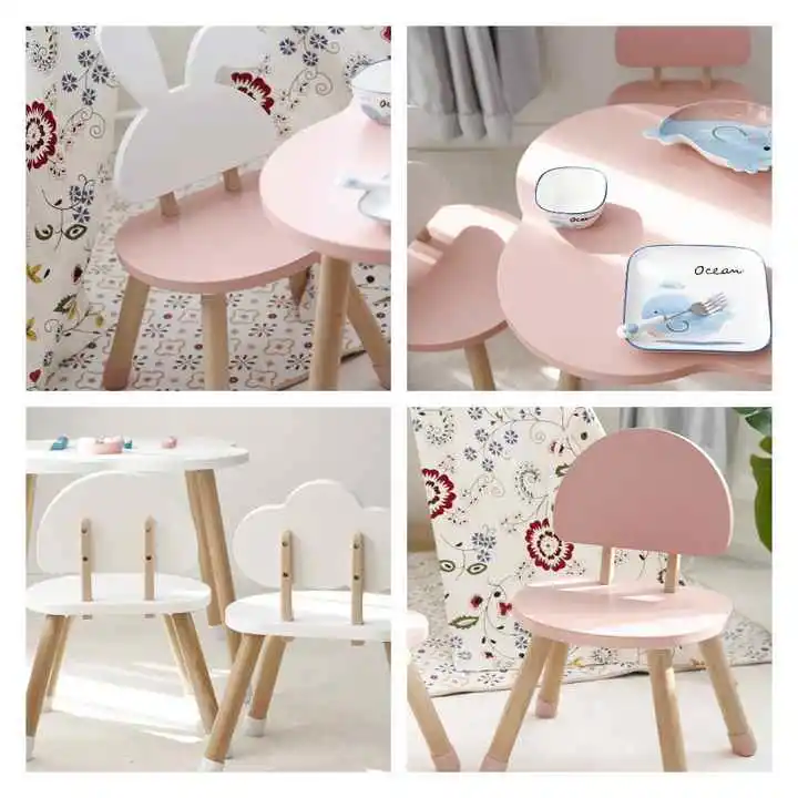 New Material Kids Wood Table and 4 Chair Set