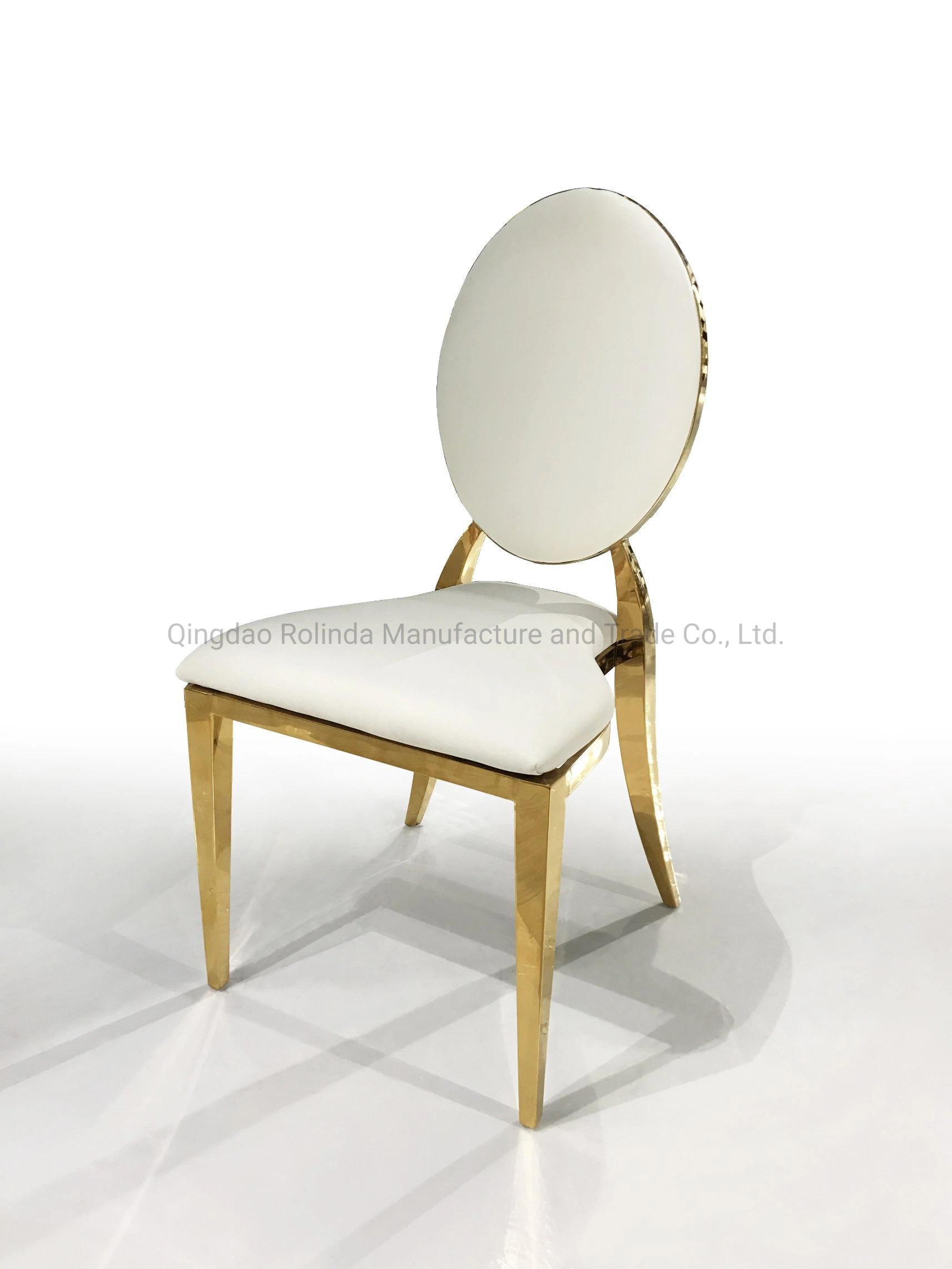 Wholesale/Supplier Popular Wedding Event Party Stacked Gold Stainless Steel Oval Round Back Dining Chair