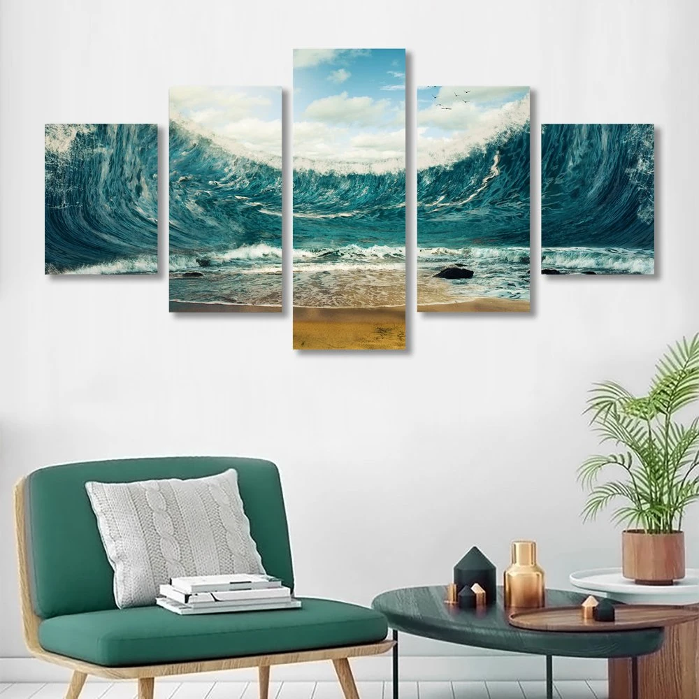 Multa 5 Painéis de lona Oceano Imprimir Hotel paredes decorativas Seascapes Arte