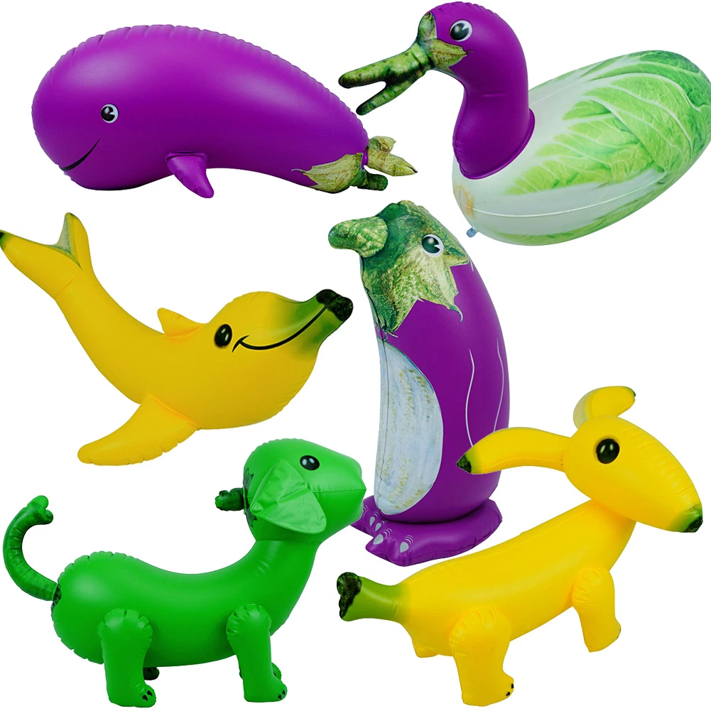 New Design Creative Weird Water Party Decorative Toys Cabbage Eggplant Duck Banana Dog Dolphin Inflatable Animals Toys for Kids