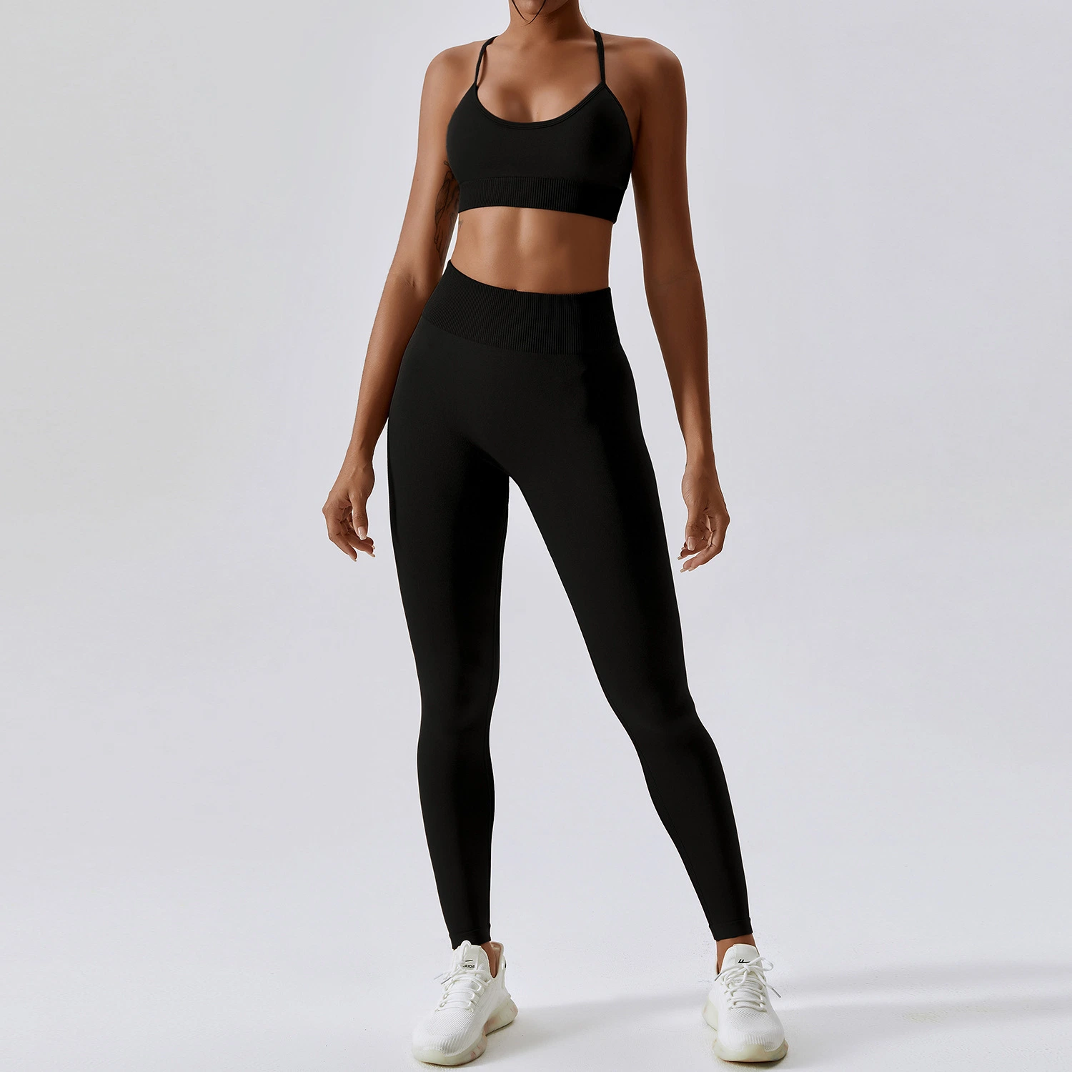 Damen Sport nahtlose Leggings Gym Fitness 2PCS Sportswear Trainingsbekleidung Plus Size Yoga Sets Active Wear