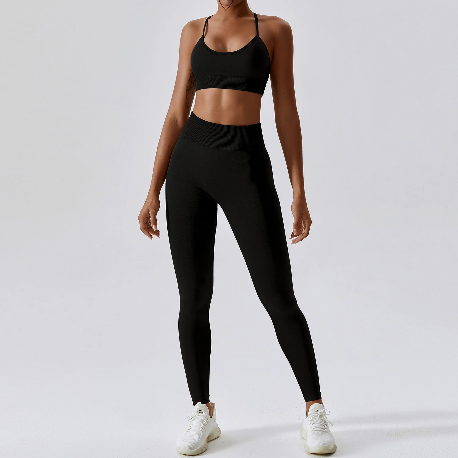 السروال الرياضي للنساء السروال Leggings Gym Fitness 2pcs Sportswear Workout Clothing مجموعات يوغا ذات أحجام إضافية للارتداء النشط