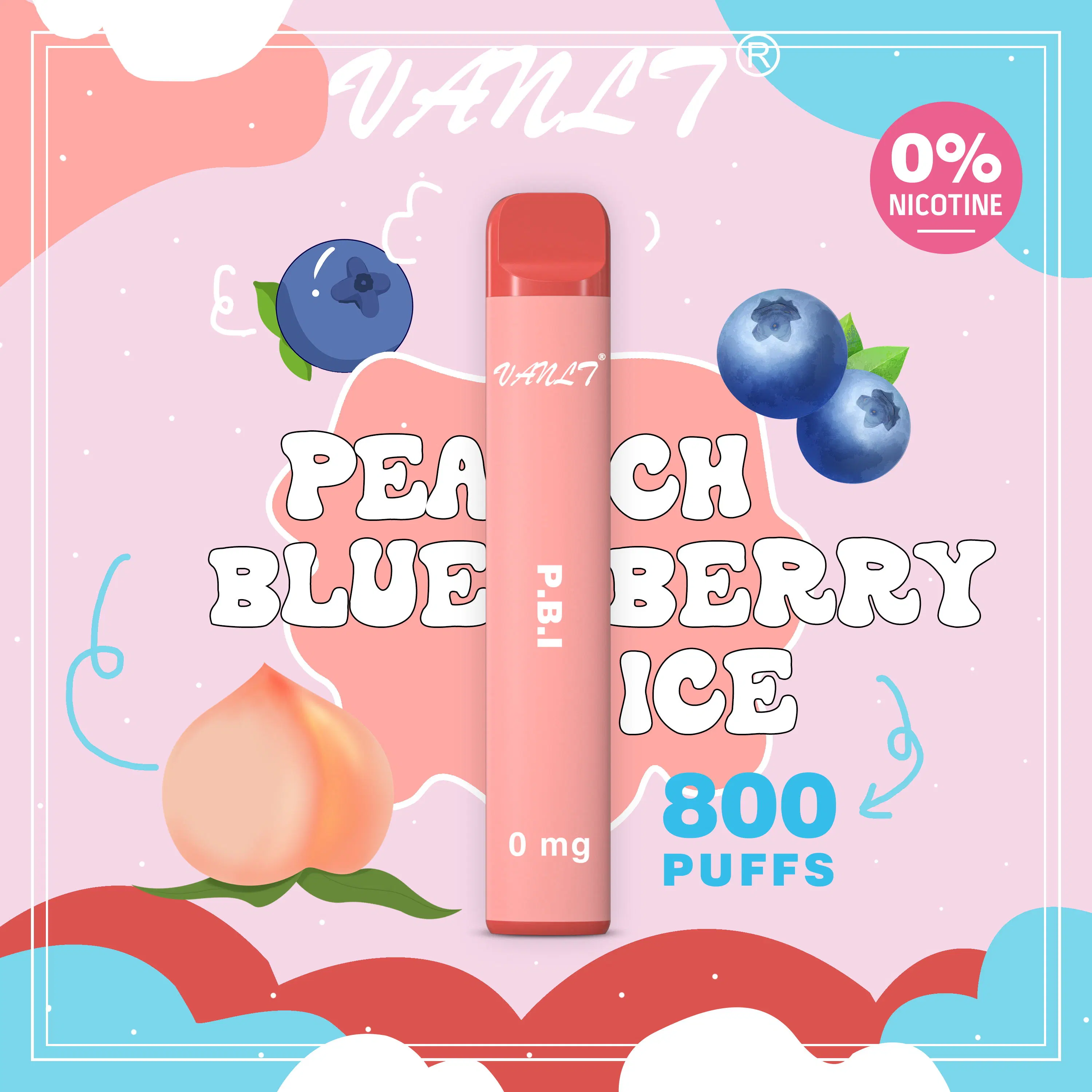 Europe Crazy Selling 800 Puffs Flavored Peach Blueberry Ice E Cigarette